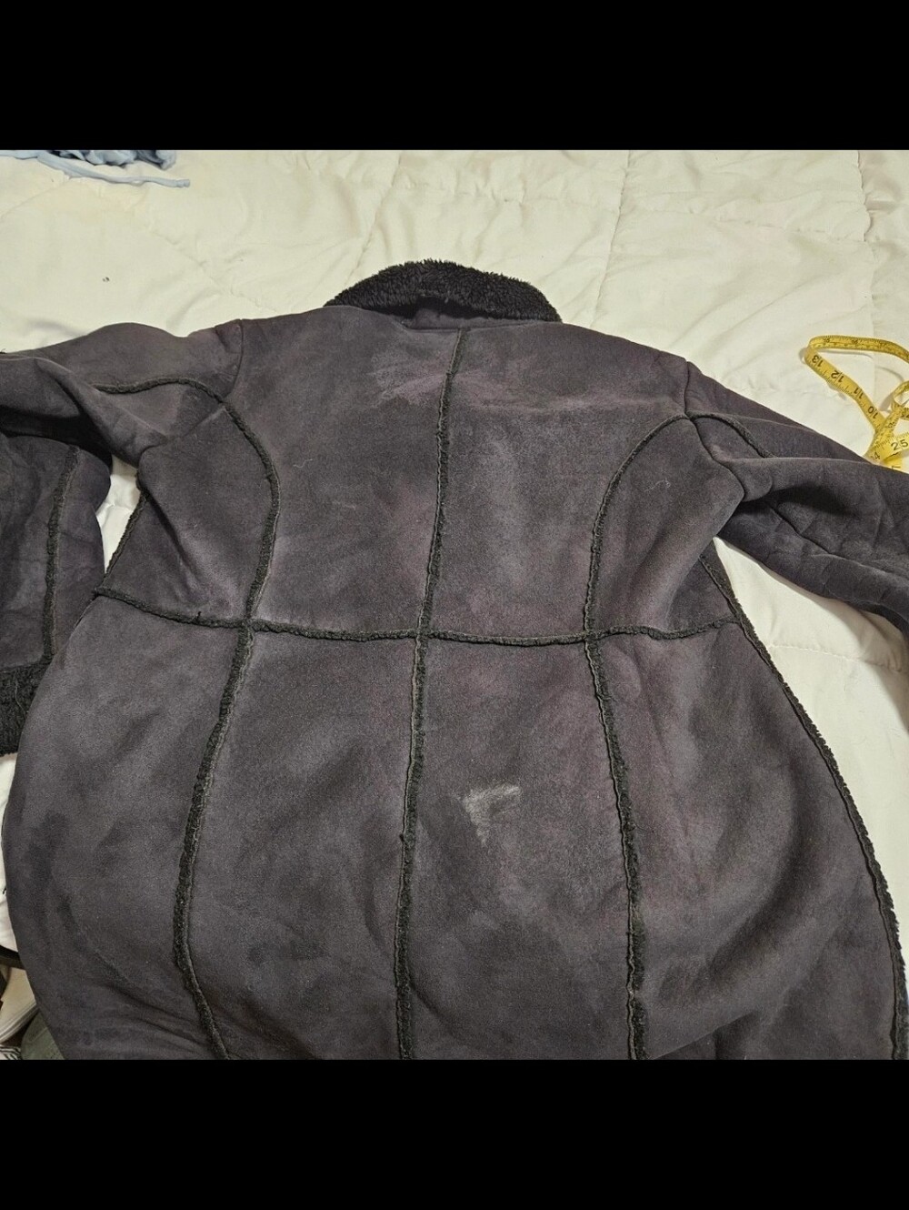 Anne Klein Charcoal Grey Faux Suede Sherpa Lined Toggle Coat Jacket Womens L - Picture 11 of 13